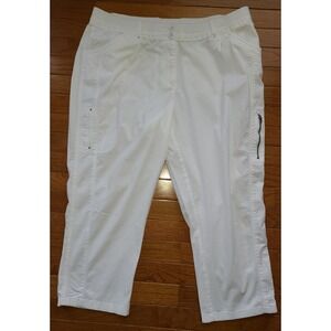 Chicos Pants Womens 2.5 (L/14) White Cargo Utility Lightweight Capris Pockets
